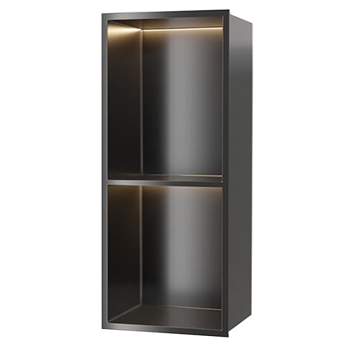 Badezimmer-Nische aus Edelstahl, Wasserdicht Eingebautes Einbauregal Mit Licht Für Bad/Shampoo/WC Speisekammer, Einbausparameter Im Schlafzimmer, Küche,Black-70x28x12.5cm/2.29x0.91x0.41ft Badezimmer-Nische aus Edelstahl, Wasserdicht Eingebautes Einbauregal Mit Licht Für Bad/Shampoo/WC Speisekammer, Einbausparameter Im Schlafzimmer, Küche,Black-70x28x12.5cm/2.29x0.91x0.41ft von XAoSCd
