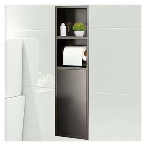 Badezimmer Nische aus Edelstahl, Wasserdichter Versteckter WC-Bürstenschrank, Wandmontiert Einbau-Toilettenpapieraufbewahrung Alkoven Für Wohnzimmer Im Schlafzimmer,Black-18x80x12.5cm Badezimmer Nische aus Edelstahl, Wasserdichter Versteckter WC-Bürstenschrank, Wandmontiert Einbau-Toilettenpapieraufbewahrung Alkoven Für Wohnzimmer Im Schlafzimmer,Black-18x80x12.5cm von XAoSCd