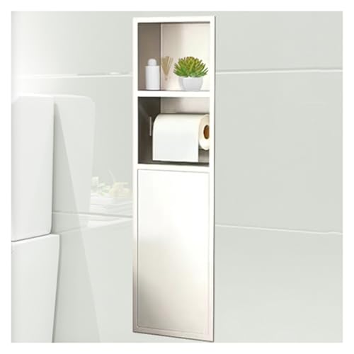 Badezimmer Nische aus Edelstahl, Wasserdichter Versteckter WC-Bürstenschrank, Wandmontiert Einbauspart Toilettenpapieraufbewahrung Alkoven Für Wohnzimmer Im Schlafzimmer,White-18x80x12.5cm Badezimmer Nische aus Edelstahl, Wasserdichter Versteckter WC-Bürstenschrank, Wandmontiert Einbauspart Toilettenpapieraufbewahrung Alkoven Für Wohnzimmer Im Schlafzimmer,White-18x80x12.5cm von XAoSCd