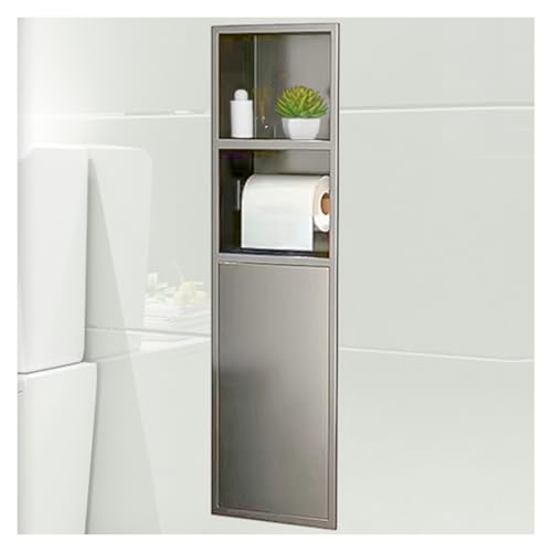 Badezimmermarke Aus Edelstahl, Wasserdichter Versteckter Toilettenbürstenschrank, Wandmontierte Einbautoilettenpapieraufbewahrung Für Wohnzimmer/Schlafzimmer,Grey-18x80x12.5cm/7.08x31.49x4.92in Badezimmermarke Aus Edelstahl, Wasserdichter Versteckter Toilettenbürstenschrank, Wandmontierte Einbautoilettenpapieraufbewahrung Für Wohnzimmer/Schlafzimmer,Grey-18x80x12.5cm/7.08x31.49x4.92in von XAoSCd