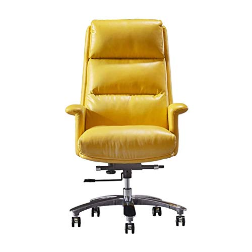 XAoSCd Bürostuhl aus Leder, Computerstuhl, bequem, modern, minimalistisch, Chefsstuhl, Chefsessel, Rindsleder, Gelb von XAoSCd