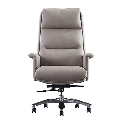 XAoSCd Bürostuhl aus Leder, Computerstuhl, bequem, modern, minimalistisch, Chefsstuhl, Chefsessel, Rindsleder, Grau von XAoSCd
