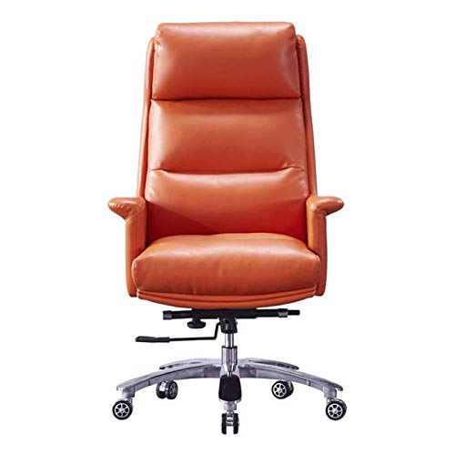 XAoSCd Bürostuhl aus Leder, Computerstuhl, bequem, modern, minimalistisch, Chefsstuhl, Chefsessel, Rindsleder, Orange von XAoSCd