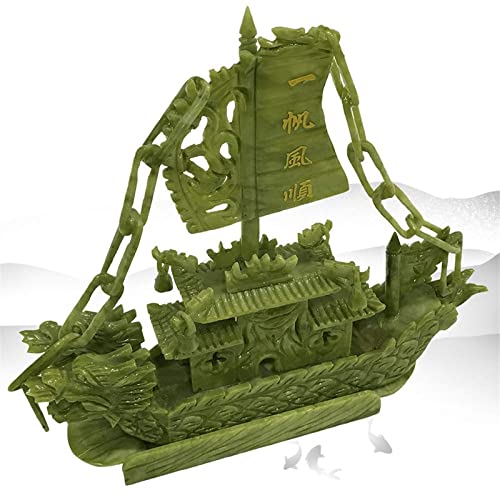 XAoSCd Kunststatue – Ornament-Skulptur – Desktop-Dekorationsfigur, Kreative Abstrakte Feng-Shui-Drachenstatue, Jade-Ornamente, Alles Läuft Reibungslos, Drachenboot-Schiff-Dekorationen von XAoSCd