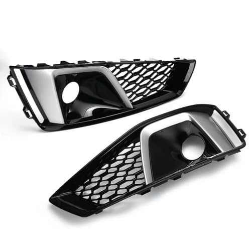 XBBLB Auto Nebelscheinwerfergitter Für Audi A4 B9 S4 2019 2020 8WD807681J 8WD807682J Frontstoßstange Nebelscheinwerfer Lampe Kühlergrill Ersatz Auto Styling,Chrome Silver von XBBLB