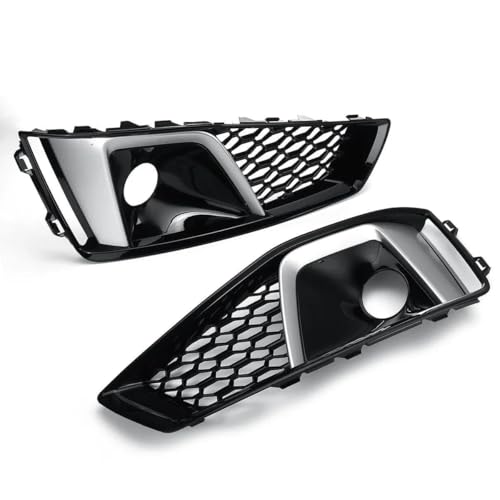 XBBLB Auto Nebelscheinwerfergitter Für Audi A4 B9 S4 2019 2020 8WD807681J Frontstoßstange Nebelscheinwerfer Lampe Kühlergrill Ersatz Auto Styling,Chrome Silver von XBBLB
