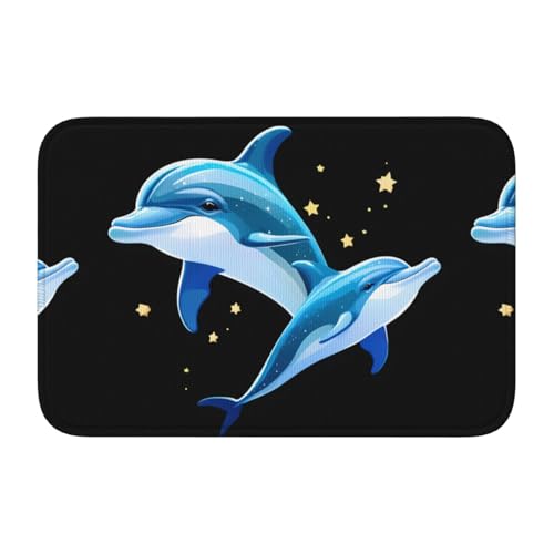 Rutschfeste, verdickte Bodenmatte, Motiv: XBKGOHA Delfine im Sternenhimmel, rutschfest, leicht zu reinigen, langlebig, perfekt für WC, Badezimmer, 60 x 40 cm Rutschfeste, verdickte Bodenmatte, Motiv: XBKGOHA Delfine im Sternenhimmel, rutschfest, leicht zu reinigen, langlebig, perfekt für WC, Badezimmer, 60 x 40 cm von XBKGOHA