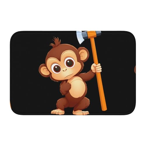Rutschfeste, verdickte Bodenmatte, Motiv: XBKGOHA Little Monkey, schwingt einen Vorschlaghammer, rutschfest, leicht zu reinigen, langlebig, perfekt für WC, Badezimmer, 60 x 40 cm Rutschfeste, verdickte Bodenmatte, Motiv: XBKGOHA Little Monkey, schwingt einen Vorschlaghammer, rutschfest, leicht zu reinigen, langlebig, perfekt für WC, Badezimmer, 60 x 40 cm von XBKGOHA