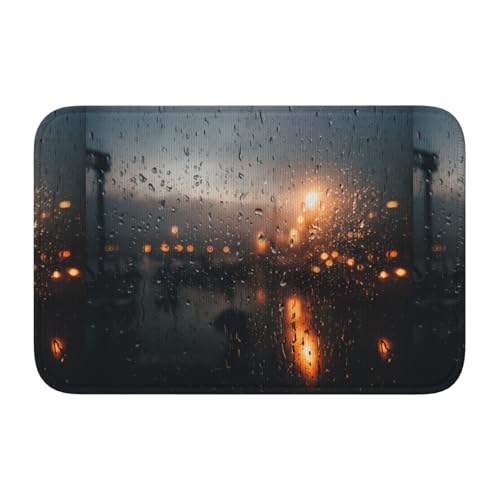 Rutschfeste, verdickte Bodenmatte, Motiv: XBKGOHA Regentropfen auf dem Fenster, rutschfest, leicht zu reinigen, langlebig, perfekt für WC, Badezimmer, 60 x 40 cm von XBKGOHA
