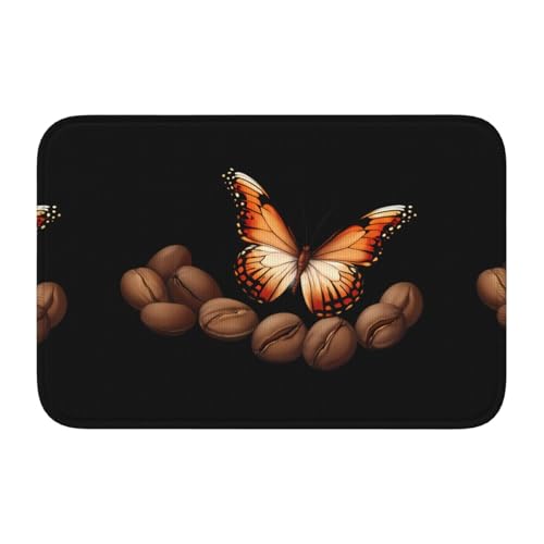 Rutschfeste, verdickte Bodenmatte, Motiv: XBKGOHA Schmetterling auf Kaffeebohnen, rutschfest, leicht zu reinigen, langlebig, perfekt für WC, Badezimmer, 60 x 40 cm Rutschfeste, verdickte Bodenmatte, Motiv: XBKGOHA Schmetterling auf Kaffeebohnen, rutschfest, leicht zu reinigen, langlebig, perfekt für WC, Badezimmer, 60 x 40 cm von XBKGOHA