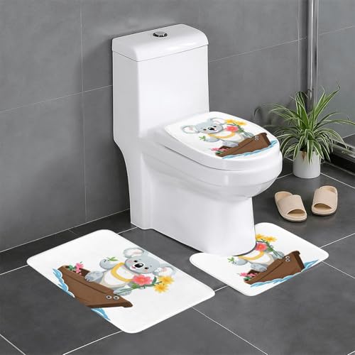 XBKGOHA 3-teiliges Anti-Rutsch-Bodenmatten-Set, Koala, der Blumen auf einem Boot hält, Badezimmerteppiche für ultimativen Komfort, Hauptbadezimmer XBKGOHA 3-teiliges Anti-Rutsch-Bodenmatten-Set, Koala, der Blumen auf einem Boot hält, Badezimmerteppiche für ultimativen Komfort, Hauptbadezimmer von XBKGOHA