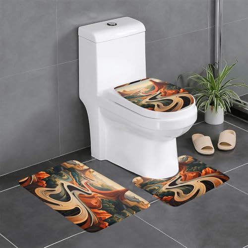 XBKGOHA 3-teiliges Anti-Rutsch-Bodenmatten-Set, Motiv: Band der Erde, Badezimmerteppiche für ultimativen Komfort, Hauptbadezimmer XBKGOHA 3-teiliges Anti-Rutsch-Bodenmatten-Set, Motiv: Band der Erde, Badezimmerteppiche für ultimativen Komfort, Hauptbadezimmer von XBKGOHA