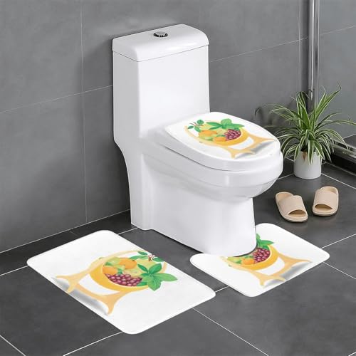 XBKGOHA 3-teiliges Anti-Rutsch-Bodenmatten-Set, Motiv: Obst in der Wiege, Badezimmerteppiche für ultimativen Komfort, Hauptbadezimmer XBKGOHA 3-teiliges Anti-Rutsch-Bodenmatten-Set, Motiv: Obst in der Wiege, Badezimmerteppiche für ultimativen Komfort, Hauptbadezimmer von XBKGOHA