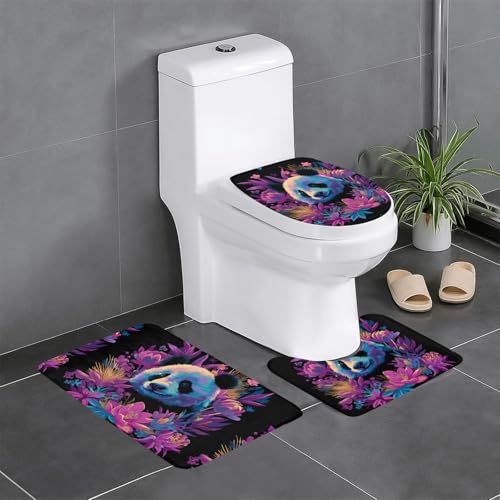 XBKGOHA 3-teiliges Anti-Rutsch-Bodenmatten-Set, Motiv: frische Blumen, Panda, Badezimmerteppiche für ultimativen Komfort, Hauptbadezimmer XBKGOHA 3-teiliges Anti-Rutsch-Bodenmatten-Set, Motiv: frische Blumen, Panda, Badezimmerteppiche für ultimativen Komfort, Hauptbadezimmer von XBKGOHA