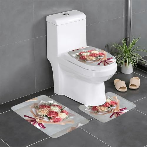 XBKGOHA 3-teiliges Anti-Rutsch-Bodenmatten-Set, Muttertagsblumenstrauß, Bild, Badezimmerteppiche für ultimativen Komfort, Hauptbadezimmer XBKGOHA 3-teiliges Anti-Rutsch-Bodenmatten-Set, Muttertagsblumenstrauß, Bild, Badezimmerteppiche für ultimativen Komfort, Hauptbadezimmer von XBKGOHA