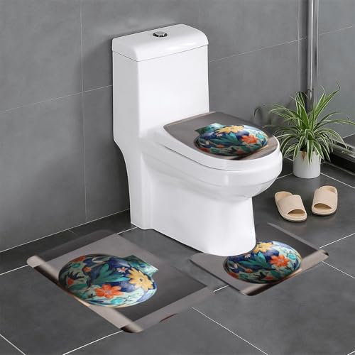 XBKGOHA 3-teiliges Anti-Rutsch-Bodenmatten-Set, Vintage-Druck, Vase, Bild, Badezimmerteppiche für ultimativen Komfort, Hauptbadezimmer von XBKGOHA