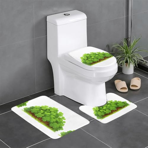 XBKGOHA 3-teiliges Anti-Rutsch-Bodenmatten-Set, dichter Kleeblatt-Busch, Badezimmerteppiche für ultimativen Komfort, Hauptbadezimmer von XBKGOHA