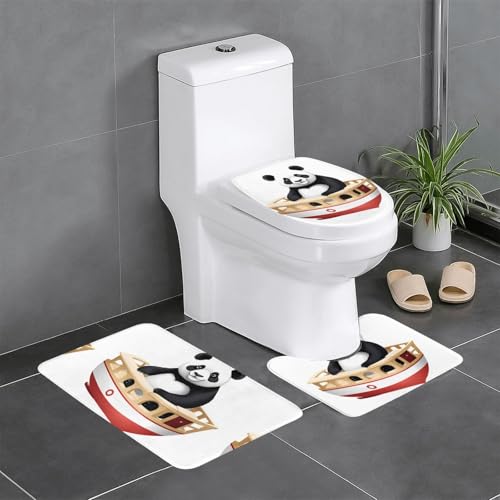 XBKGOHA 3-teiliges Anti-Rutsch-Bodenmatten-Set Panda auf dem Schiff, Badezimmerteppiche für ultimativen Komfort, Hauptbadezimmer XBKGOHA 3-teiliges Anti-Rutsch-Bodenmatten-Set Panda auf dem Schiff, Badezimmerteppiche für ultimativen Komfort, Hauptbadezimmer von XBKGOHA