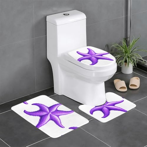 XBKGOHA 3-teiliges Anti-Rutsch-Bodenmatten-Set mit violettem Seestern-Bild, Badezimmerteppiche für ultimativen Komfort, Hauptbadezimmer XBKGOHA 3-teiliges Anti-Rutsch-Bodenmatten-Set mit violettem Seestern-Bild, Badezimmerteppiche für ultimativen Komfort, Hauptbadezimmer von XBKGOHA