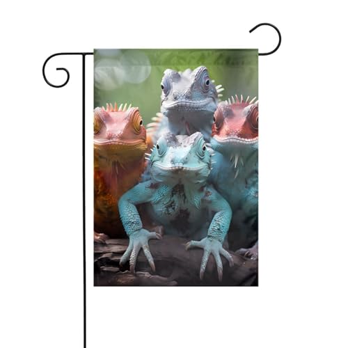 XBKGOHA 4 bunte Eidechsen Bild Garten Fahnenmast Outdoor Hof Dekoration Mode 30,5 x 45,7 cm von XBKGOHA