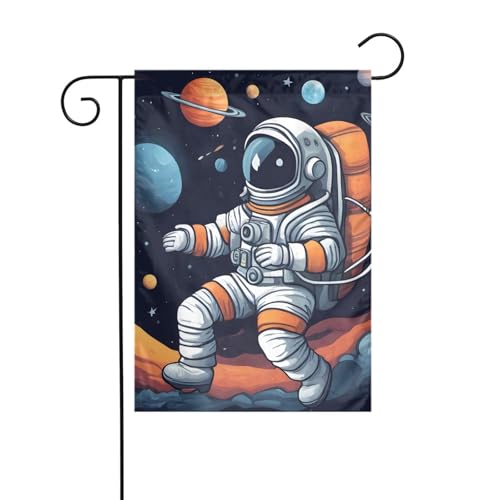 XBKGOHA Astronauten-Galaxie-Bild, Gartenflaggenmast für den Außenbereich, Innenhof, Dekoration, Mode, 30,5 x 45,7 cm von XBKGOHA