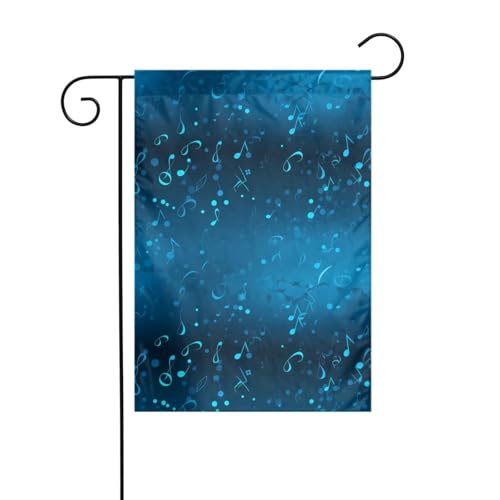 XBKGOHA Blaue Musiknoten Bild Garten Fahnenmast Outdoor Hof Dekoration Mode 30,5 x 45,7 cm von XBKGOHA