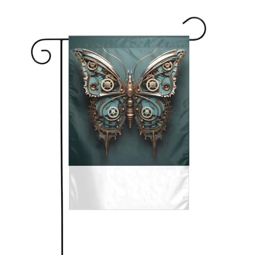 XBKGOHA Blauer mechanischer Schmetterling Bild Garten Fahnenmast Outdoor Hof Dekoration Mode 30,5 x 45,7 cm von XBKGOHA