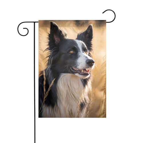 XBKGOHA Border Collie Bild Garten Fahnenmast Outdoor Hof Dekoration Mode 30,5 x 45,7 cm von XBKGOHA