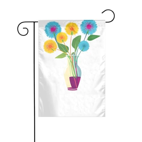 XBKGOHA Bunter Löwenzahn in einer Vase, Bild, Gartenflaggenmast für den Außenbereich, Innenhof, Dekoration, modisch, 30,5 x 45,7 cm von XBKGOHA