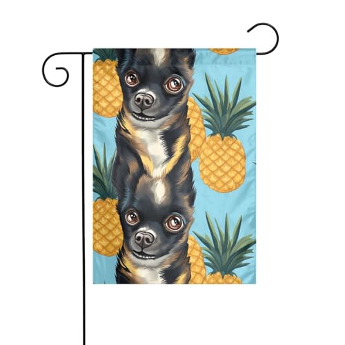 XBKGOHA Chihuahua-Hund Ananas Bild Garten Fahnenmast Outdoor Hof Dekoration Mode 30,5 x 45,7 cm von XBKGOHA