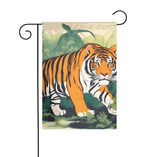 XBKGOHA Dschungel-Tigerjungle-Bild, Gartenflaggenmast für den Innenhof, Dekoration, modisch, 30,5 x 45,7 cm XBKGOHA Dschungel-Tigerjungle-Bild, Gartenflaggenmast für den Innenhof, Dekoration, modisch, 30,5 x 45,7 cm von XBKGOHA