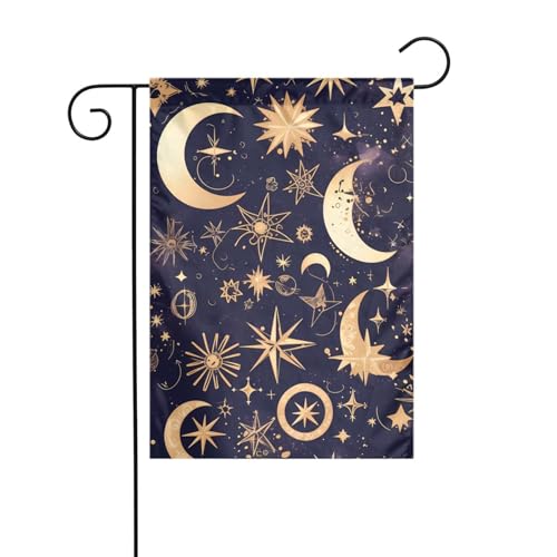 XBKGOHA Goldene Sterne am Nachthimmel Bild Garten Fahnenmast Outdoor Hof Dekoration Mode 30,5 x 45,7 cm von XBKGOHA