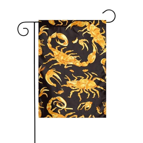 XBKGOHA Goldener Skorpion-Bild, Gartenflaggenmast für den Außenbereich, Innenhof, Dekoration, modisch, 30,5 x 45,7 cm von XBKGOHA