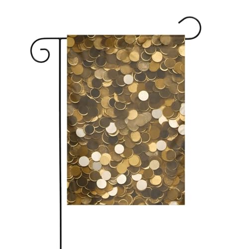XBKGOHA Goldenes Paillettenbild, Gartenflaggenmast für den Innenhof, Dekoration, modisch, 30,5 x 45,7 cm von XBKGOHA
