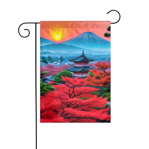 XBKGOHA Japanischer Mount Red Sun Bild Garten Fahnenmast Outdoor Hof Dekoration Mode 30,5 x 45,7 cm von XBKGOHA