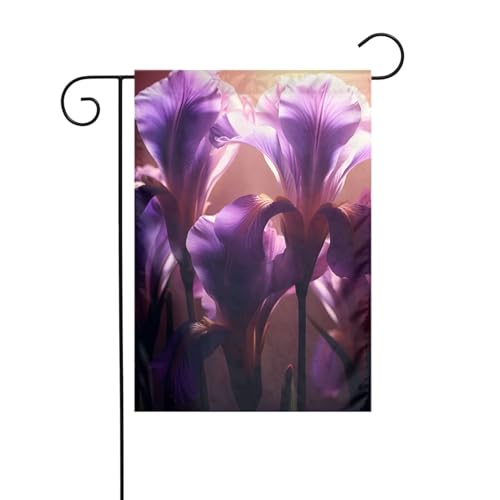 XBKGOHA Lila Iris Bild Garten Fahnenmast Outdoor Hof Dekoration Mode 30,5 x 45,7 cm von XBKGOHA