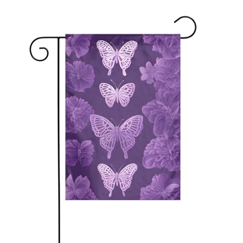 XBKGOHA Lila Schmetterlinge Bild Garten Fahnenmast Outdoor Hof Dekoration Mode 30,5 x 45,7 cm von XBKGOHA
