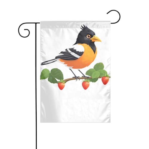 XBKGOHA Oriole Vogel im Erdbeergarten Bild Garten Fahnenmast Outdoor Hof Dekoration Mode 30,5 x 45,7 cm XBKGOHA Oriole Vogel im Erdbeergarten Bild Garten Fahnenmast Outdoor Hof Dekoration Mode 30,5 x 45,7 cm von XBKGOHA