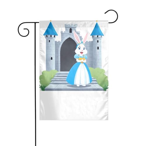 XBKGOHA Prinzessin Kaninchen im Schloss, Bild Garten Fahnenmast Outdoor Innenhof Dekoration Mode 30,5 x 45,7 cm von XBKGOHA