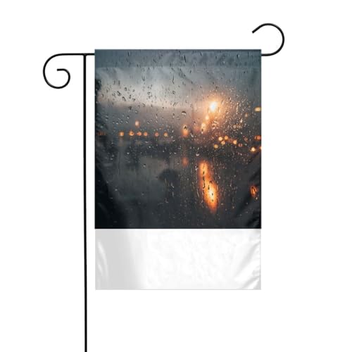 XBKGOHA Regentropfen auf dem Fenster, Bild, Gartenflaggenmast für den Innenhof, Dekoration, modisch, 30,5 x 45,7 cm von XBKGOHA
