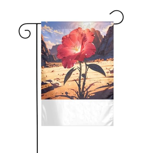 XBKGOHA Rote Rose in der Wüste Bild Garten Fahnenmast Outdoor Hof Dekoration Mode 30,5 x 45,7 cm von XBKGOHA