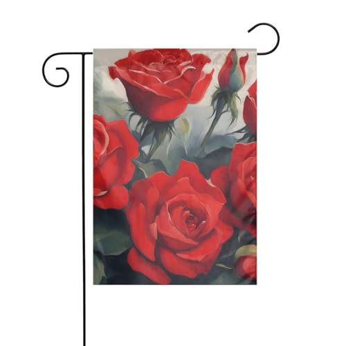 XBKGOHA Rote Rosen Bild Garten Fahnenmast Outdoor Hof Dekoration Mode 30,5 x 45,7 cm von XBKGOHA