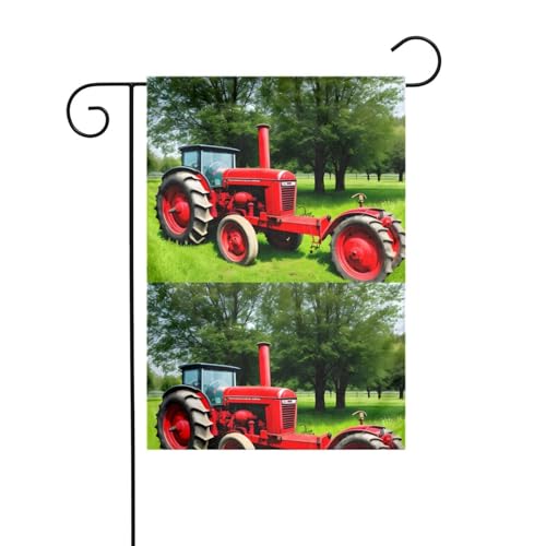 XBKGOHA Roter Traktor Bild Garten Fahnenmast Outdoor Hof Dekoration Mode 30,5 x 45,7 cm von XBKGOHA