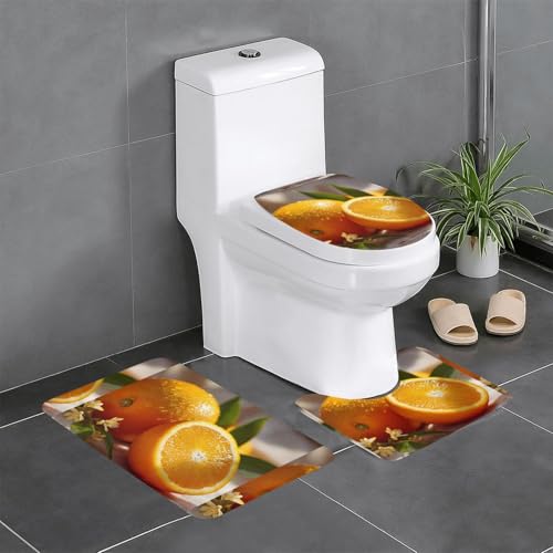 XBKGOHA Rutschfeste Bodenmatten-Set, 3-teilig, frisches orangefarbenes Bild für ultimativen Komfort, Hauptbadezimmer XBKGOHA Rutschfeste Bodenmatten-Set, 3-teilig, frisches orangefarbenes Bild für ultimativen Komfort, Hauptbadezimmer von XBKGOHA