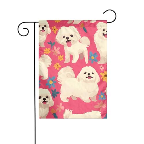 XBKGOHA Schöner Malteser-Hund, Gartenflaggenmast für den Außenbereich, Innenhof, Dekoration, Mode, 30,5 x 45,7 cm von XBKGOHA