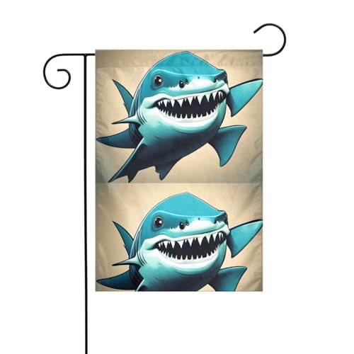XBKGOHA Smiling Shark Bild Garten Fahnenmast Outdoor Hof Dekoration Mode 30,5 x 45,7 cm von XBKGOHA