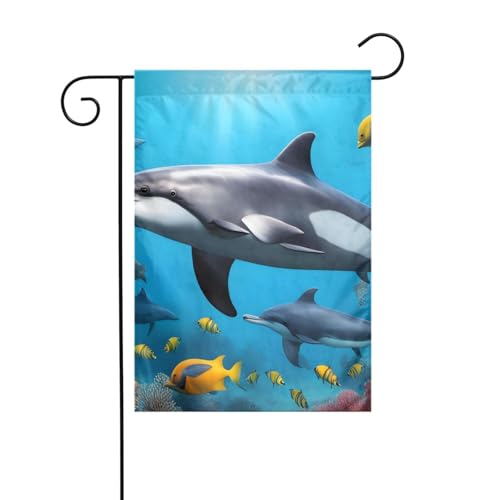 XBKGOHA Unterwasserwelt Fisch Delphi Bild Garten Fahnenmast Outdoor Hof Dekoration Mode 30,5 x 45,7 cm von XBKGOHA