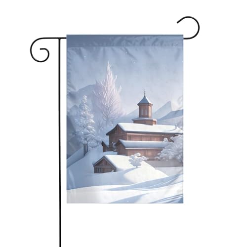XBKGOHA Winterlandschaft Bild Garten Fahnenmast Outdoor Hof Dekoration Mode 30,5 x 45,7 cm von XBKGOHA
