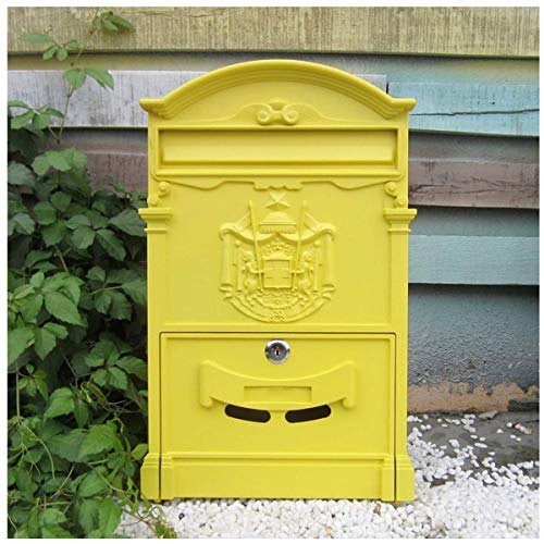 XBSLJ Design Briefkasten Metall 2 Sichtfenster 26 x 8,3 x 41 cm, 10 Farben (Farbe: Gelb) von XBSLJ