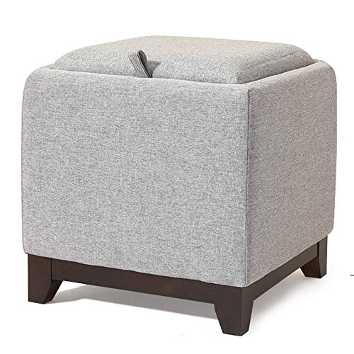 XBSLJ Hocker Sitzhocker Fabric Storage Tray Top Osmanische, quadratische Cube Pouf Fußstütze Hocker Massivholz Mit Tray Einzelsitz Sattel-a 40 * 38 * 40cm (16 * 15x16in) von XBSLJ